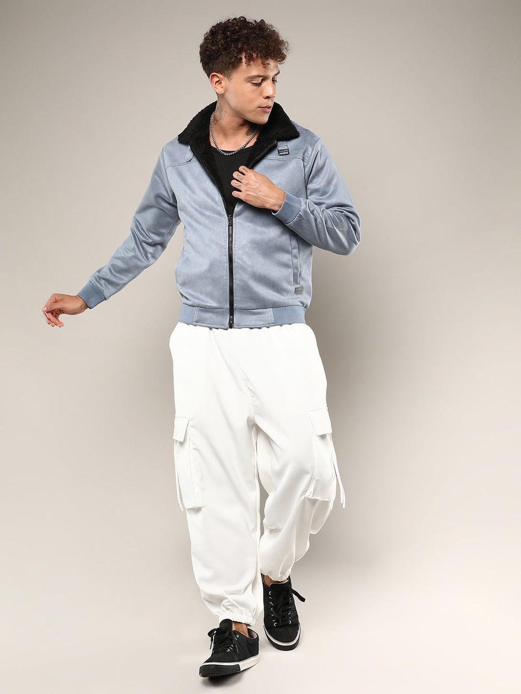 Zip-Front Jacket With Fleece Detail