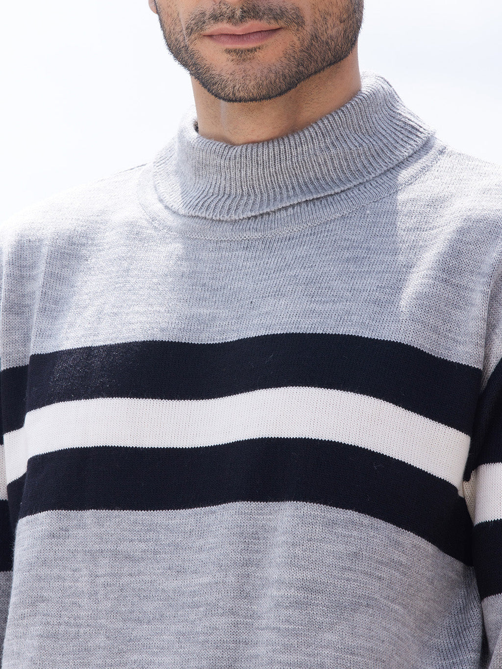 Men's Relaxed Horizontal Striped Pullover Sweater