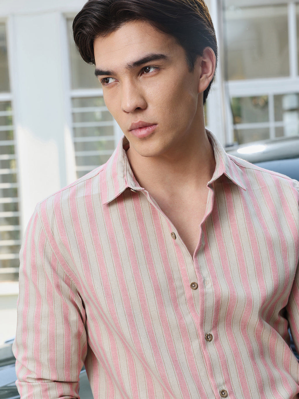 Men's Shirt Polyester Blended Plain Solid